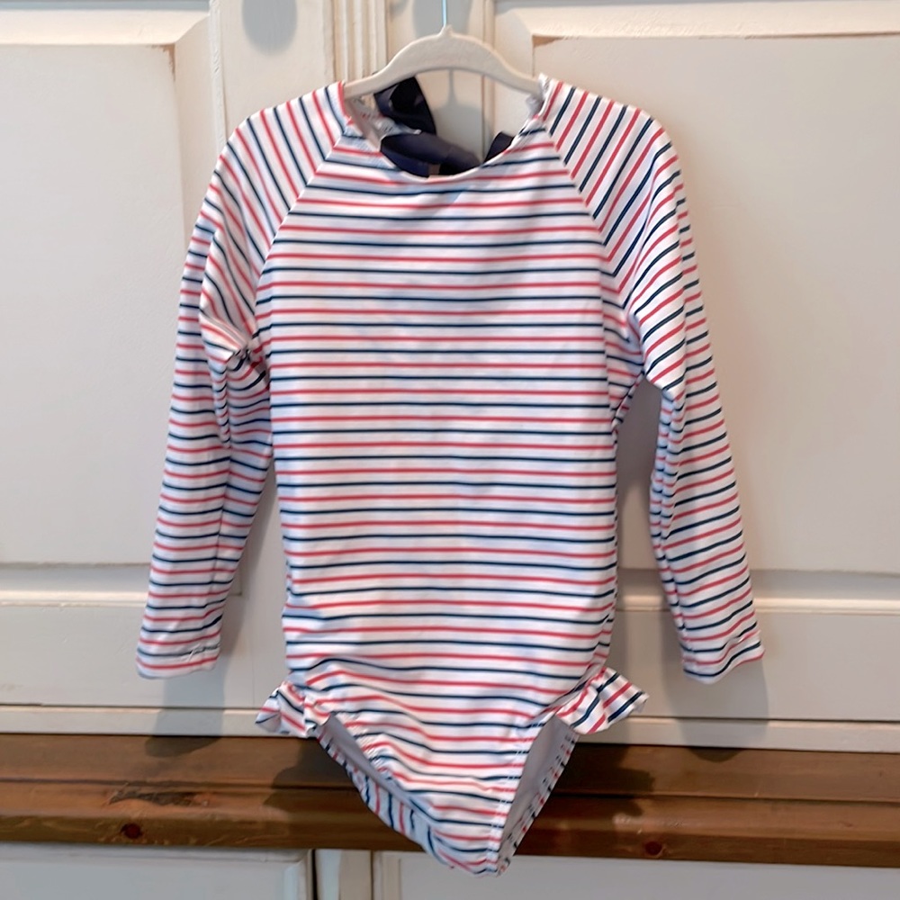 Minnow Swim Girls Mariner Stripe Rashguard One-Piece